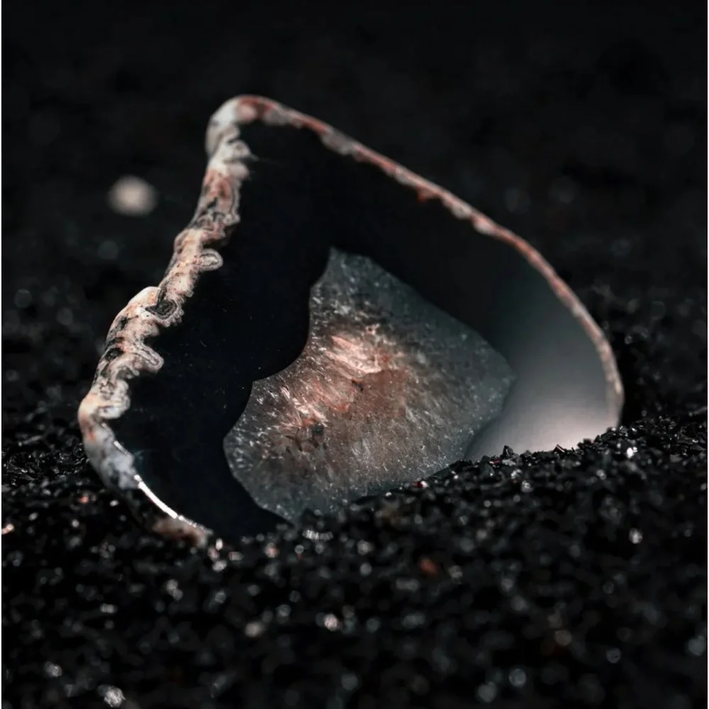 New Black Agate Polished Silver Handmade Oval Cut Heart Gemstone Ring